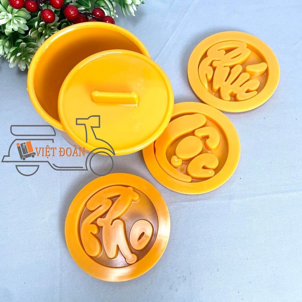 Khuôn TRÒN NHẤN XÔI- Bộ 3 hình PHÚC LỘC THỌ 8, 10, 12cm - NHỰA VIỆT NAM, AN TOÀN CHO SỨC KHOẺ. Phục vụ đám tiệc,mừng thọ