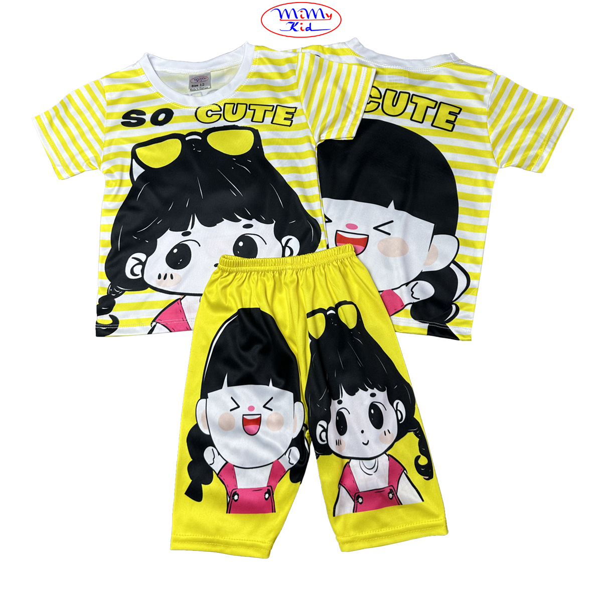 Quần áo bé gái quần lửng vải thun hiệu MIMYKID in hình 3D, đồ bộ trẻ em - LMTK-B06GH3