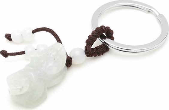 Móc Khóa Tỳ Hưu Bạch Ngọc - Trắng