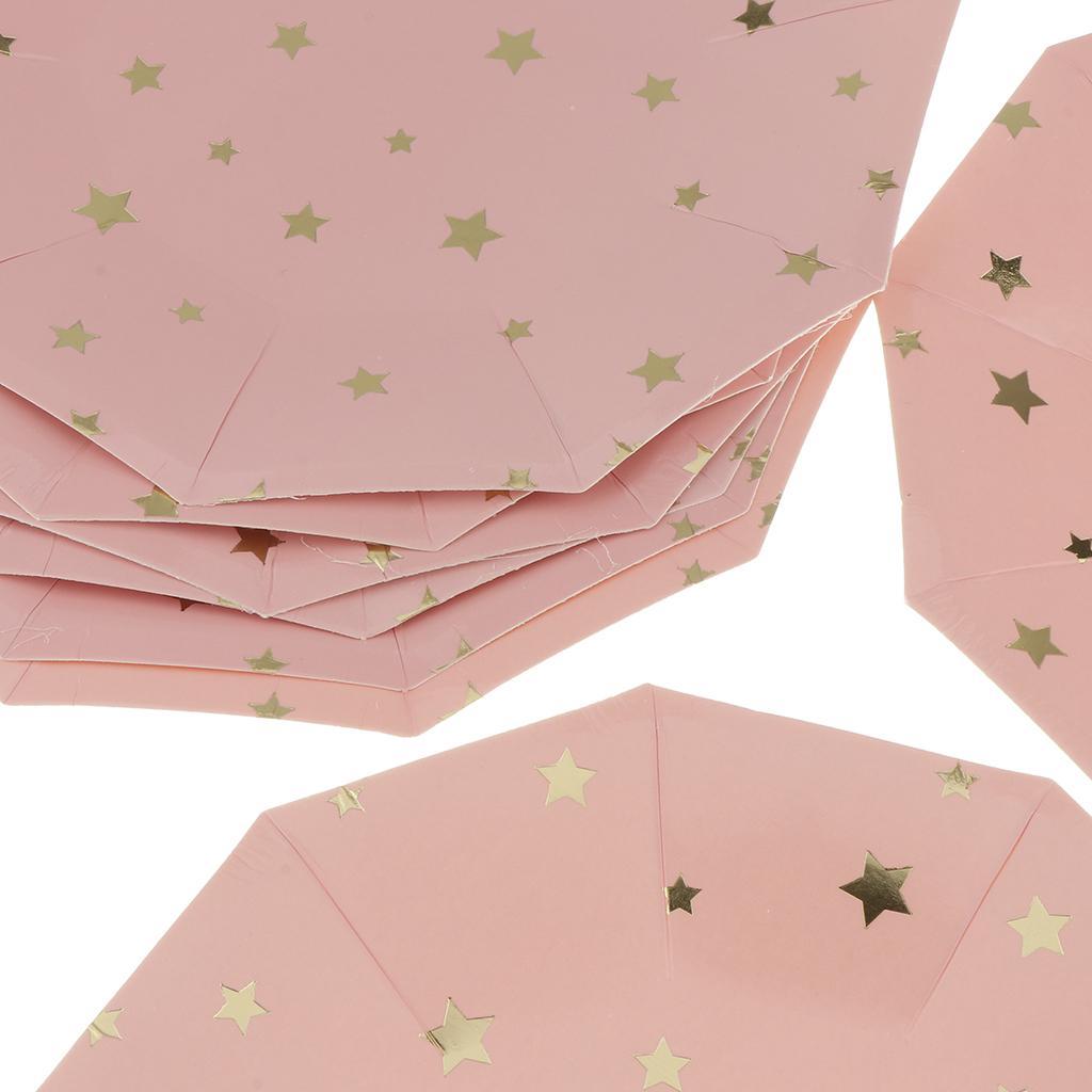 8 Pieces Gilding Star Paper Plate Disposable Birthday Cake Tray Pink