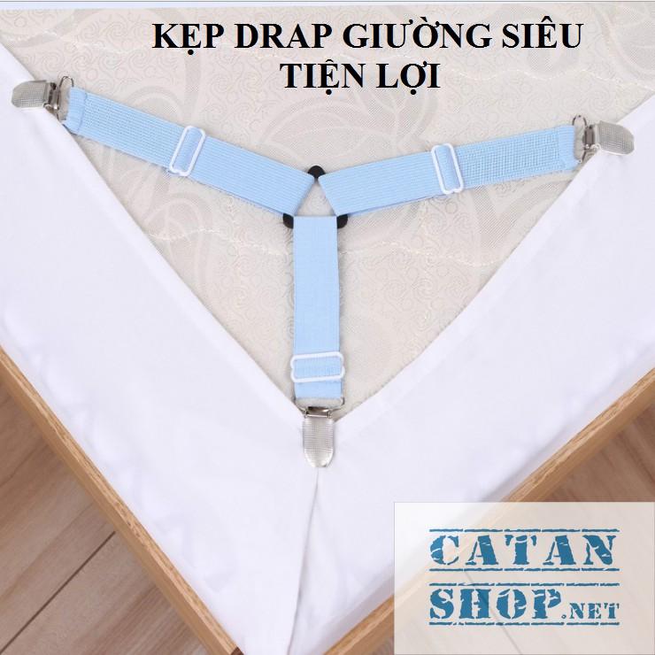 Bộ 4 dây Kẹp drap 3 chấu Inox Cố Định Ga Giường, Drap Giường, Tấm Trải Giường Chống Xê Dịch Chịu Lực Tốt GD430-KDrap-3ch