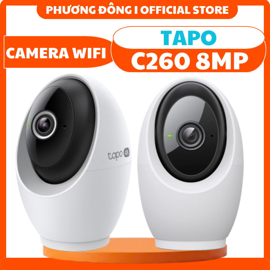 CAMERA WIFI TRONG NHÀ TAPO C260 8MP - HỖ TRỢ THU PHÓNG, XOAY 360 ĐỘ, ĐÀM THOẠI HAI CHIỀU, NHẬN DIỆN GƯƠNG MẶT, CẢNH BÁO