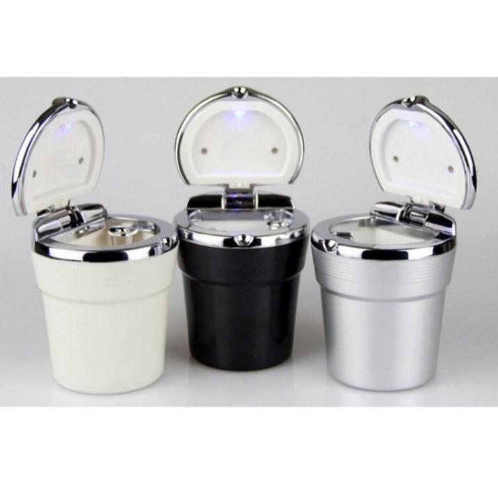 Cốc gạt tàn thuốc cao cấp mạ viền có đèn led xe hơi ô tô, sang trọng