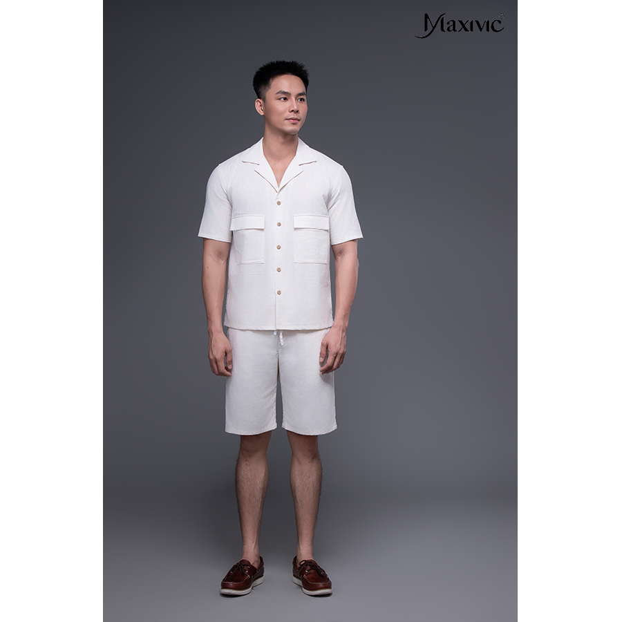 Áo sơ mi nam trắng linen ngắn