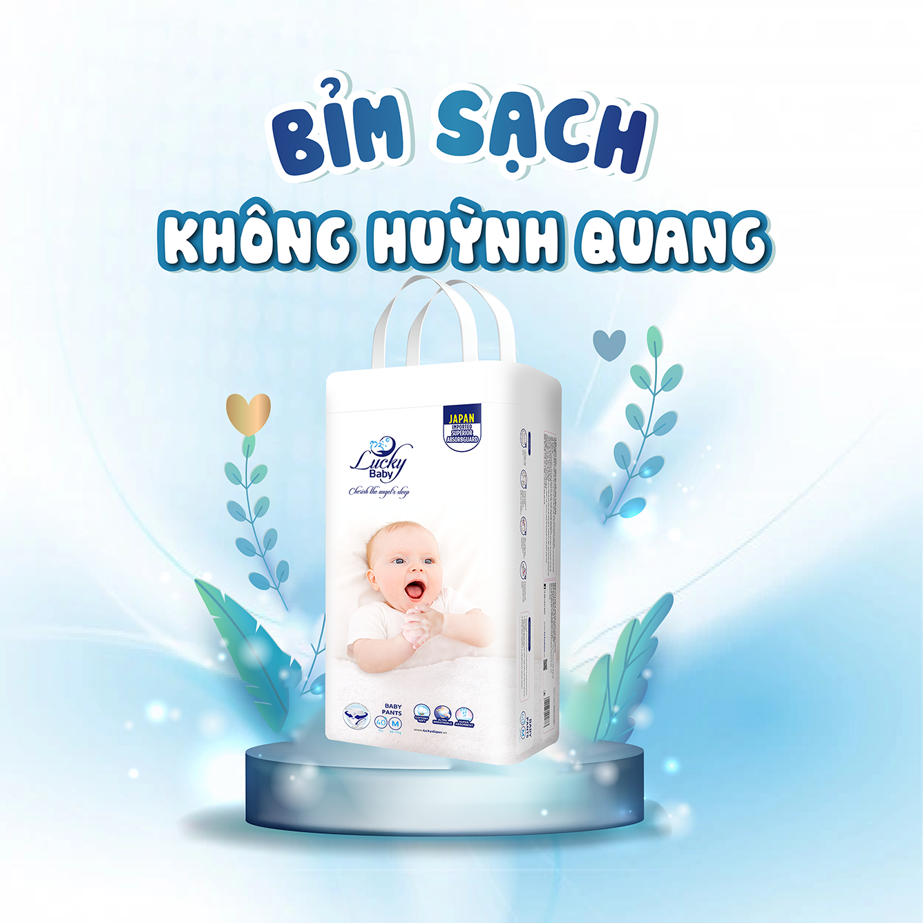 Tã Bỉm Quần Lucky Baby Không Huỳnh Quang, Siêu Thấm Hút M40 (6-11kg)