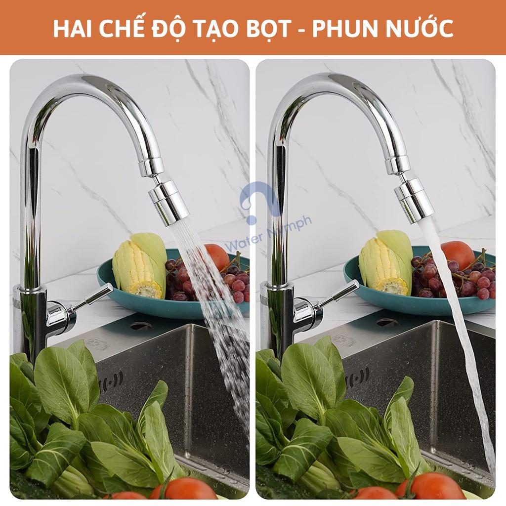 Đầu vòi rửa bát tăng áp, xoay 360 độ Waternymph tạo bọt, chống bắn, 2 chế độ phun tiện ích (tặng bộ ren)