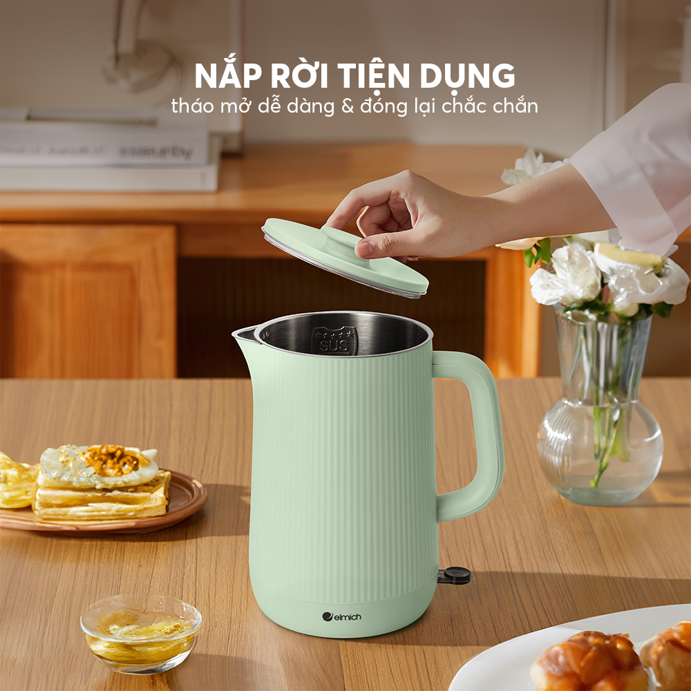 Ấm Đun Nước Siêu Tốc Elmich KEE-9145 1.6L 2100W, Hàng Chính Hãng, Công Tắc Thông MInh - JoyMall