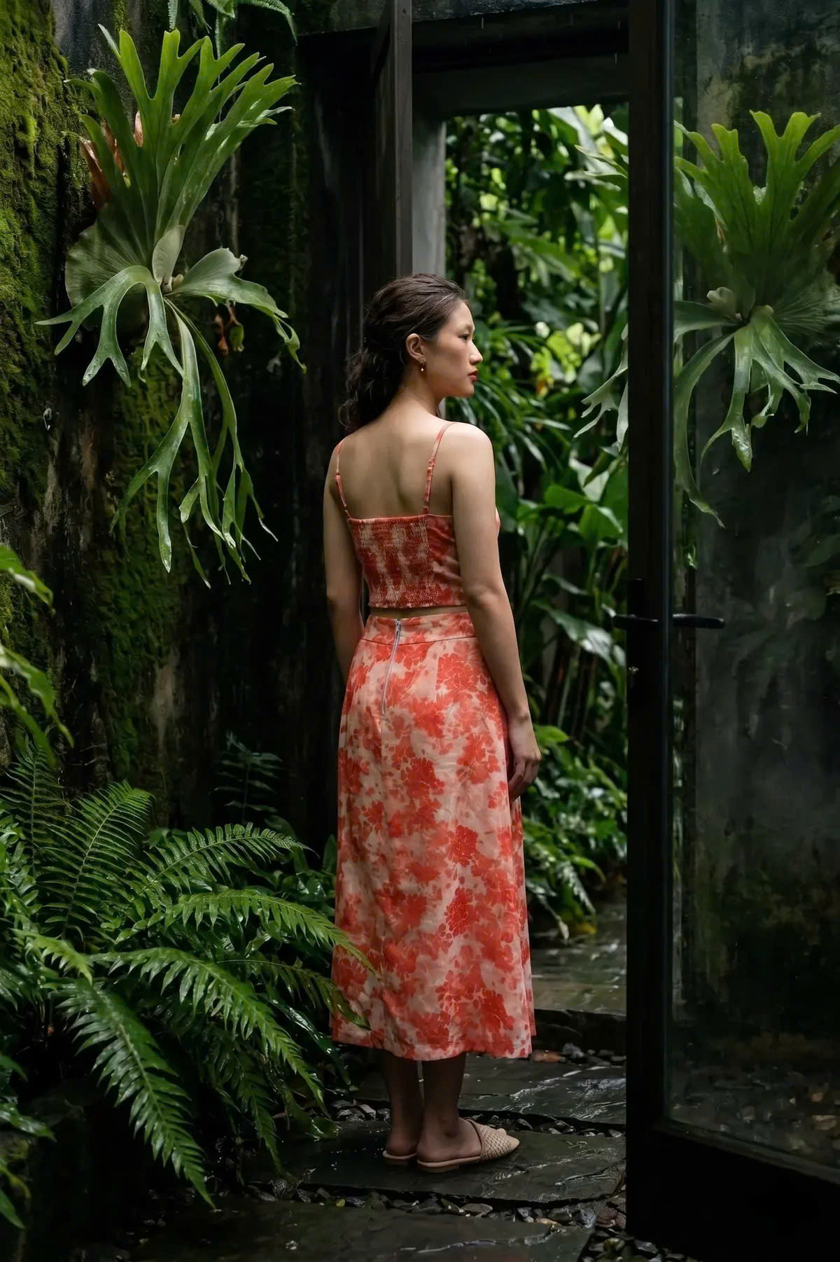 Áo Croptop Hai Dây Hoa Ramie Thanh Minh Top208 Thời trang Hity