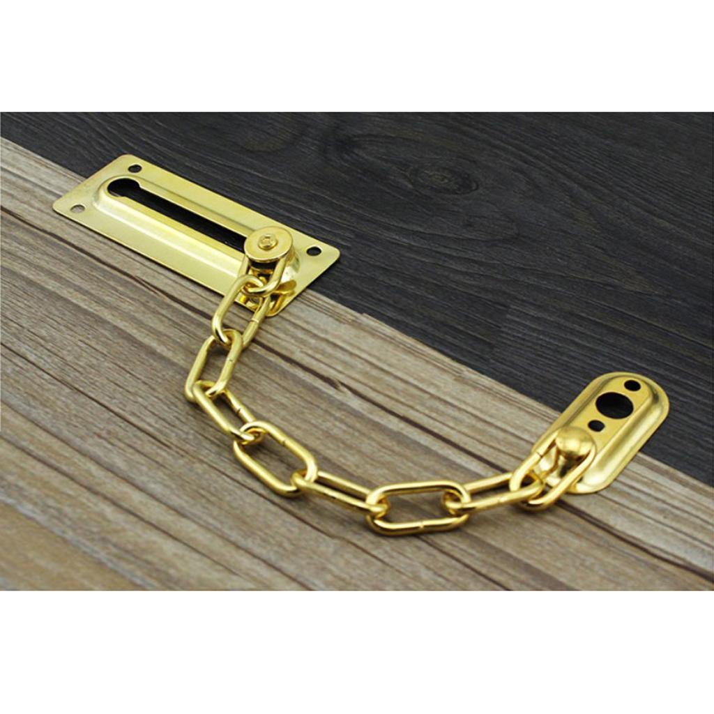 2X Stainless Steel Door Chain Guard Lock Slide Bolt for Home Security Golden