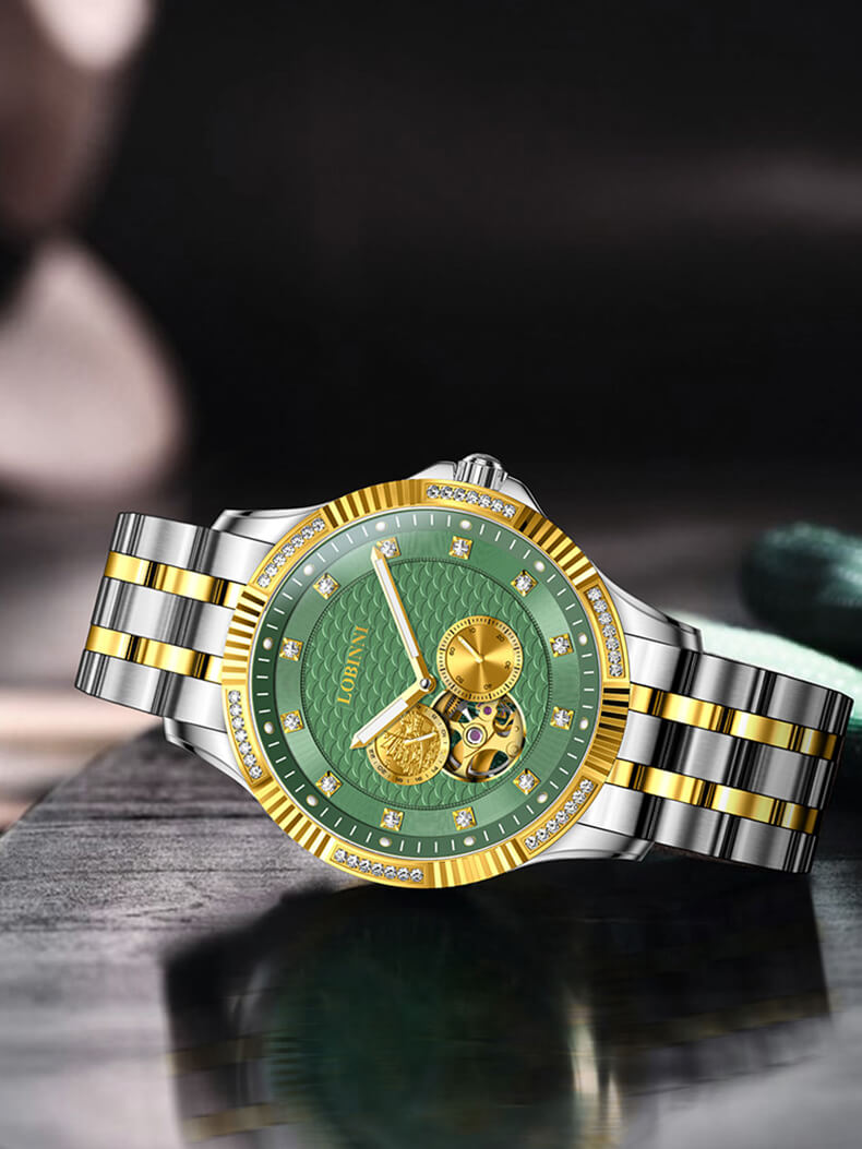 Đồng hồ nam chính hãng LOBINNI L19006-1 Kính sapphire,chống xước,Chống nước,BH 24 tháng,Máy cơ (Automatic) ,dây da xịn