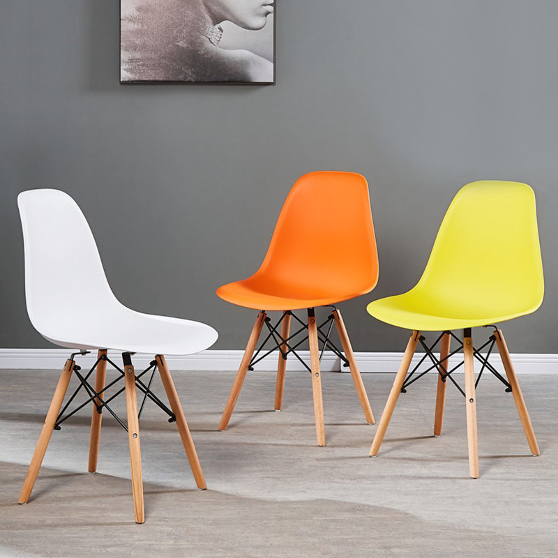 Ghế nhựa cafe chân gỗ Eames S3009, ghế trà sữa, văn phòng, ghế quán ăn