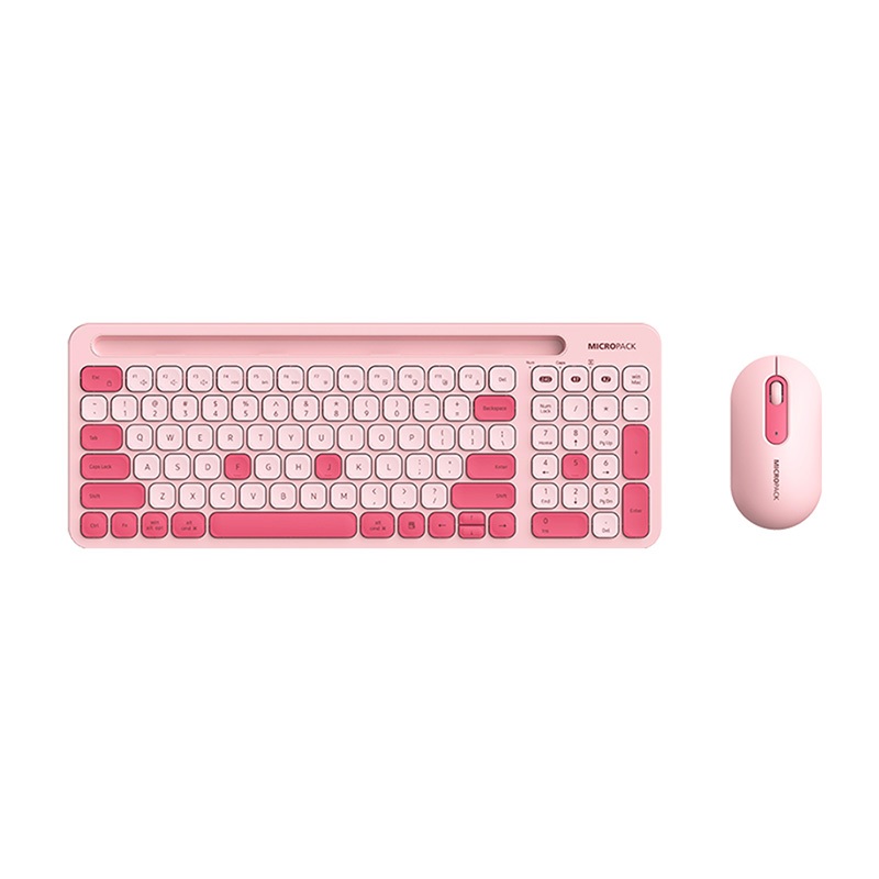 Bộ bàn phím kèm chuột không dây MicroPack Lifestyle KM-238W Có Khe Dựng Máy Tính Bảng, Điện Thoại Kết Nối 03 Thiết Bị Hàng Chính Hãng