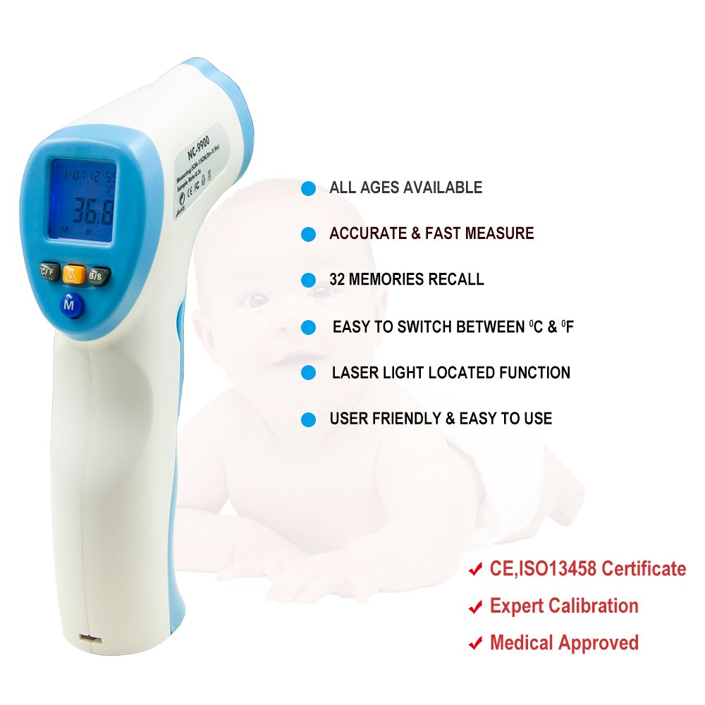 Nhiệt kế hồng ngoại không tiếp xúc Bliss - NC9900 ,có chức năng laser chỉ điểm bắn