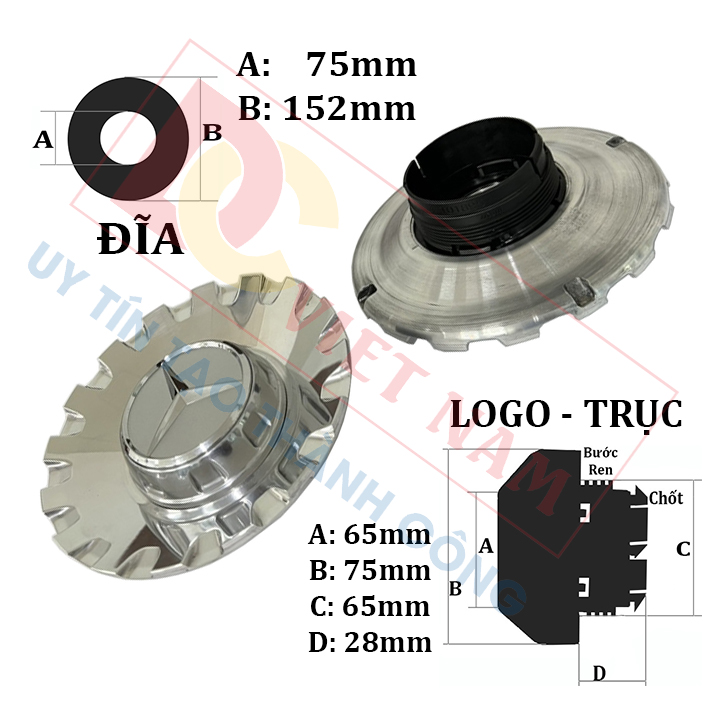 01 chiếc Logo chụp mâm, ốp lazang bánh xe ô tô Maybach ZGS-006