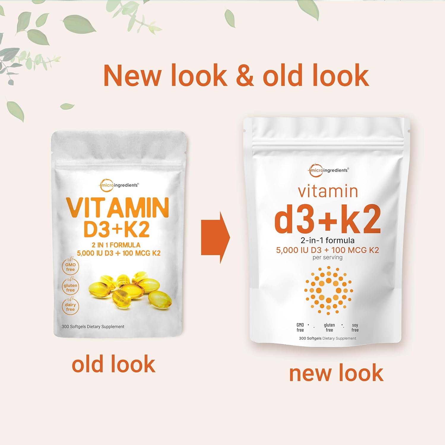 Hình ảnh Micro Ingredients Vitamin D3+K2 MK7 (300 viên) - Hỗ Trợ Xương Chắc Khỏe, Giảm Mệt Mỏi Căng Thẳng Khi Tập Luyện
