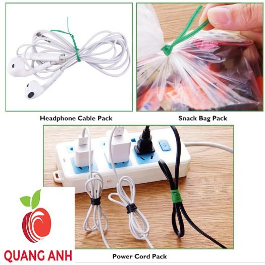 Dây buộc cành cây bọc nhựa dạng dẹp cuộn 50m lõi 0.5mm màu xanh, đen, trắng.