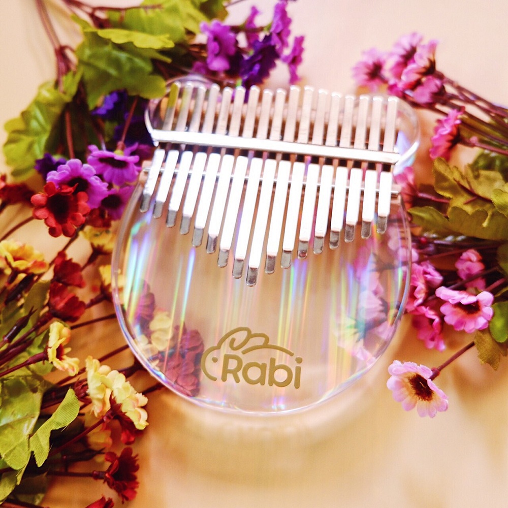 Combo Đàn Kalimba Trong Suốt Màu Cầu Vồng RABI RC08 Hình Gấu, Kalimba Tab