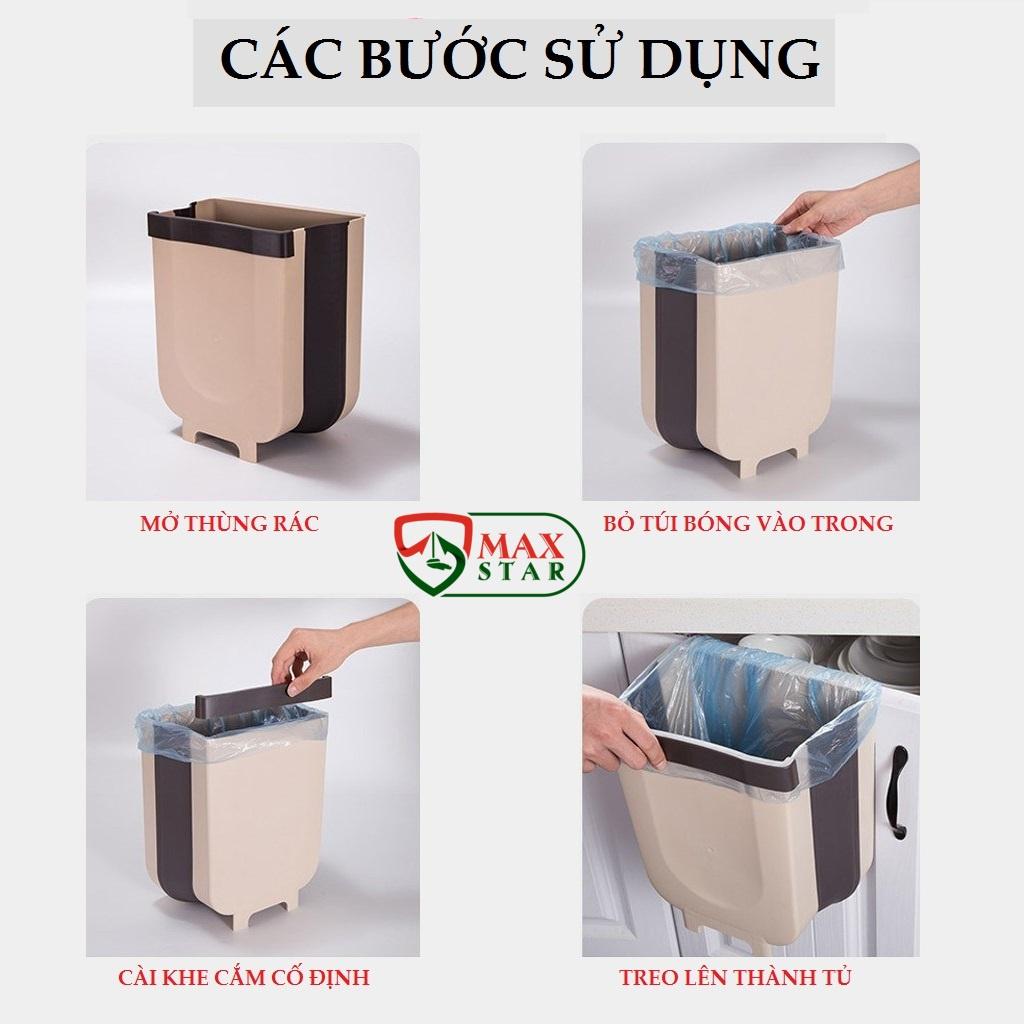 Thùng rác nhựa gấp gọn thông minh gắn tủ bếp gia đình mini tiện lợi treo tủ bếp