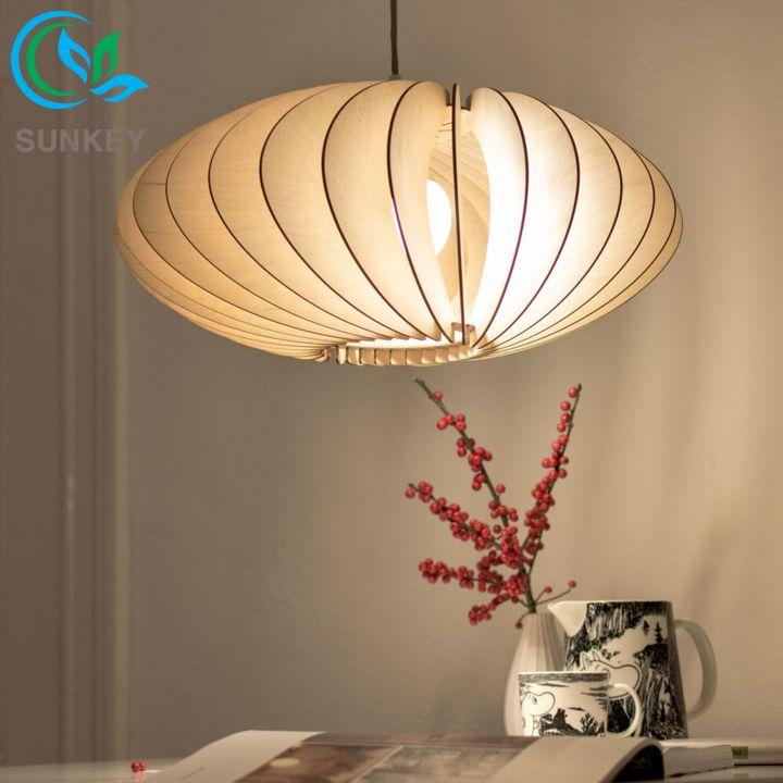 Đèn Gỗ Thiên Hương - Đường Kính 46cm - Chất Liệu Gỗ Plywood Cao Cấp - Phù Hợp Với Mọi Không Gian Phòng Khách