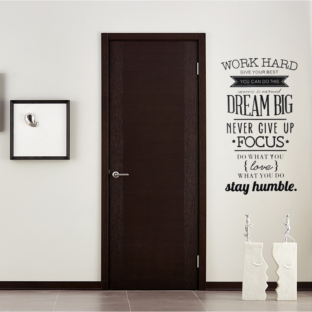 Decal dán tường chữ truyền động lực WORK HARD - DREAMS BIG