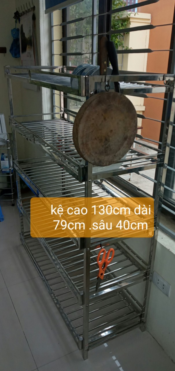 Kệ để đồ nhà bếp inox dày 5 tầng c 130, d79, s 40cm