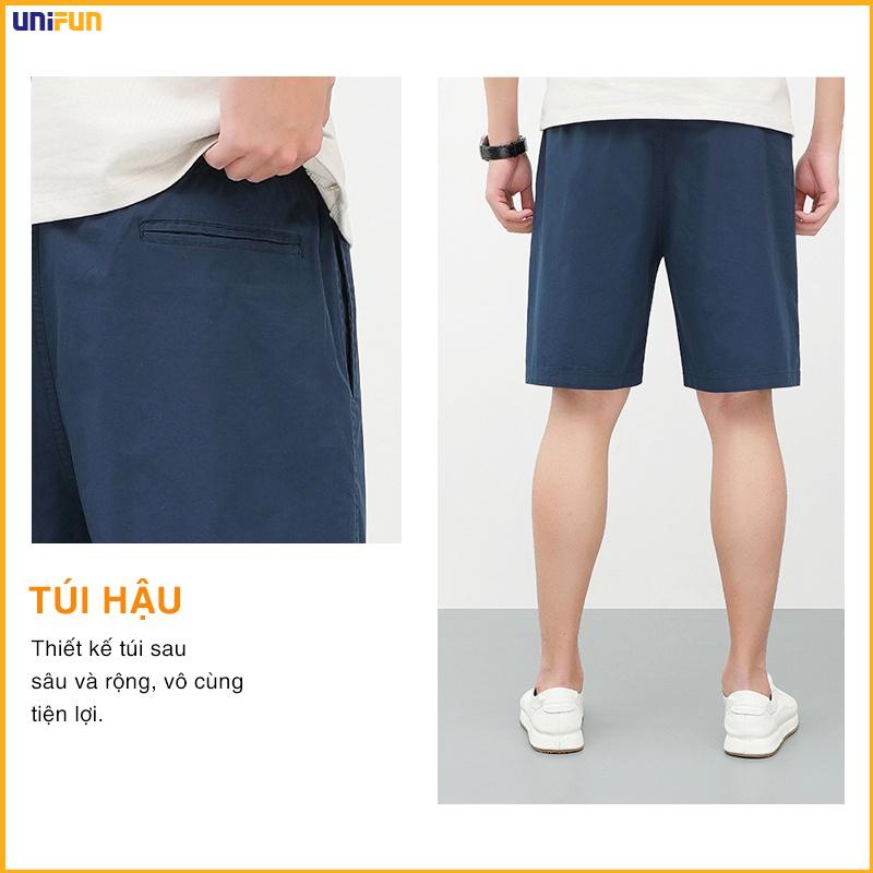 Quần short nam kaki UNIFUN Quần đùi nam mã TT11 thể thao dáng lửng tập gym co giãn có chun mùa hè