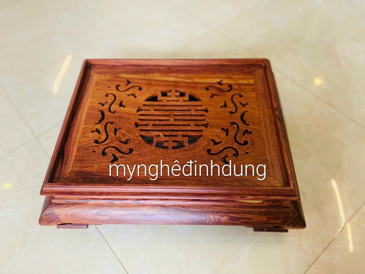 Khay trà cung đình bắng gỗ hương kt 47x37x15cm