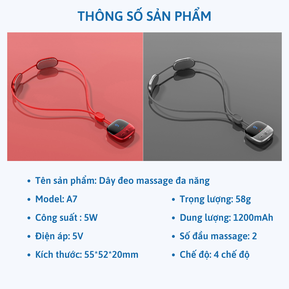 Dây đeo massage cổ vai gáy xung điện LP-A7 Electric Neck Massager Smart TENS+EMS Portable