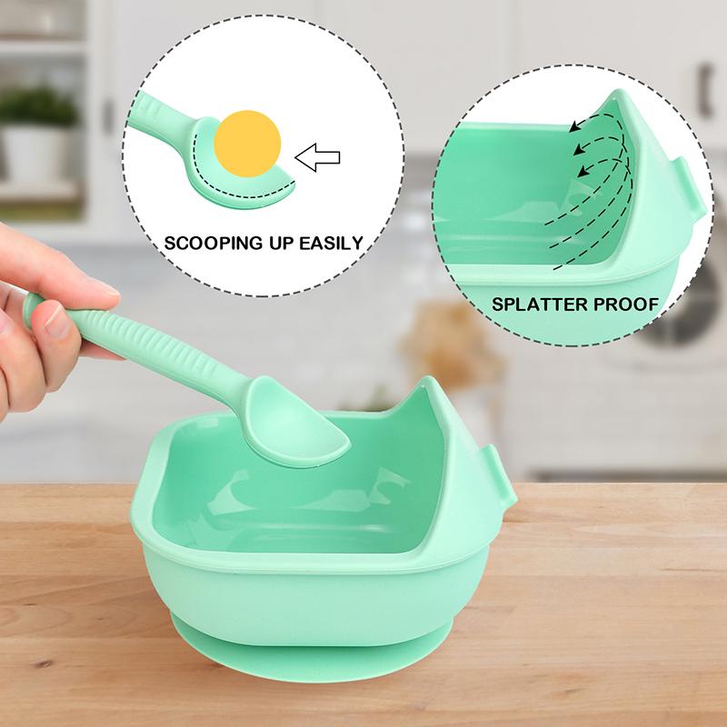 1 Bộ Silicone Cho Bé BÁt Ăn Thực Phẩm Chống Tràn Hút Xoay Bát Học Món Ăn Bộ Đồ Ăn Trẻ Em Đĩa