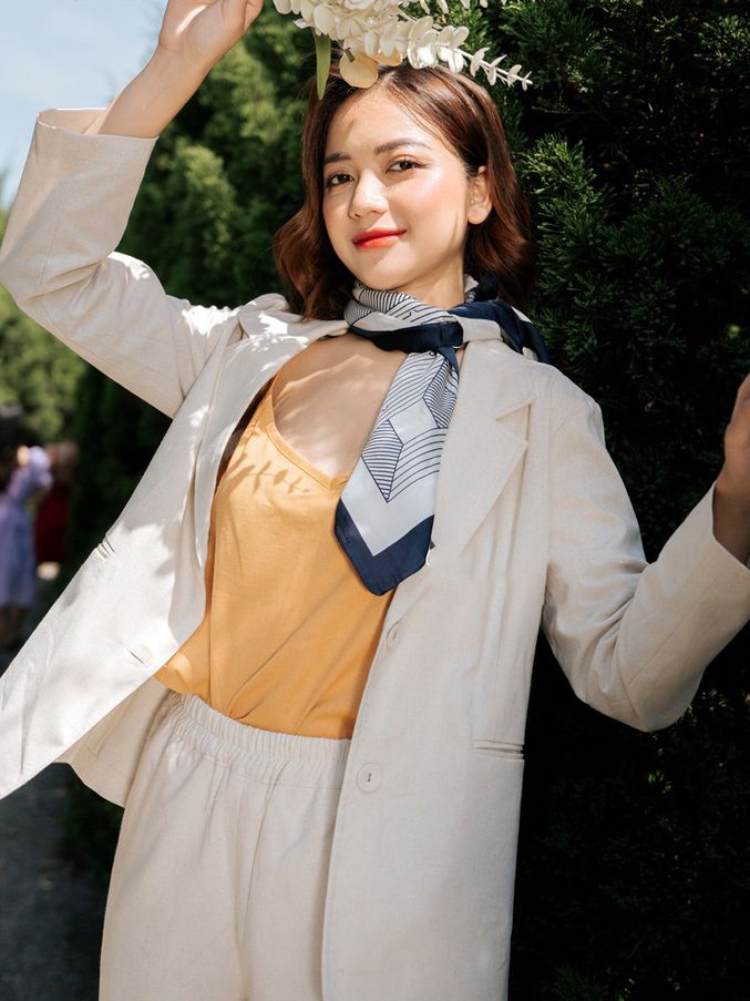 Áo blazer nữ linen Haint Boutique thiết kế tay lỡ cổ ve vuông phong cách công sở trẻ trung BZ08