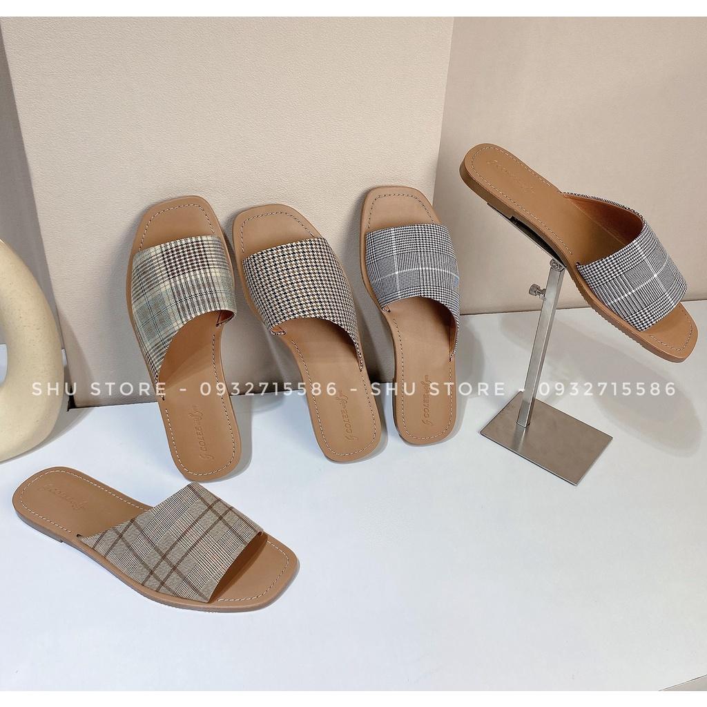 DÉP ĐẾ BỆT XINH XẮN SHU STORE - DÉP BẢN NGANG MŨI VUÔNG QUAI XÉO TO