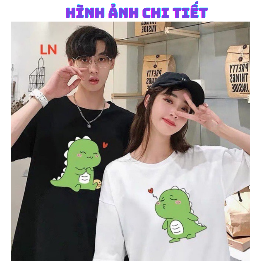 Áo Đôi Đẹp Nam Nữ Mùa Hè TT06, Áo Đôi Với Người Yêu In Khủng Long Bắn Tim