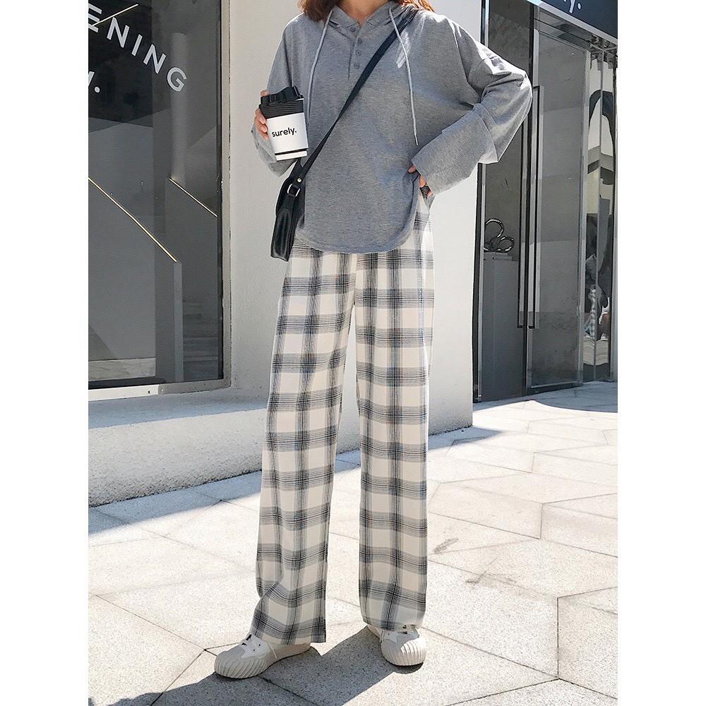 Quần culottes kẻ caro có khóa kéo OR14