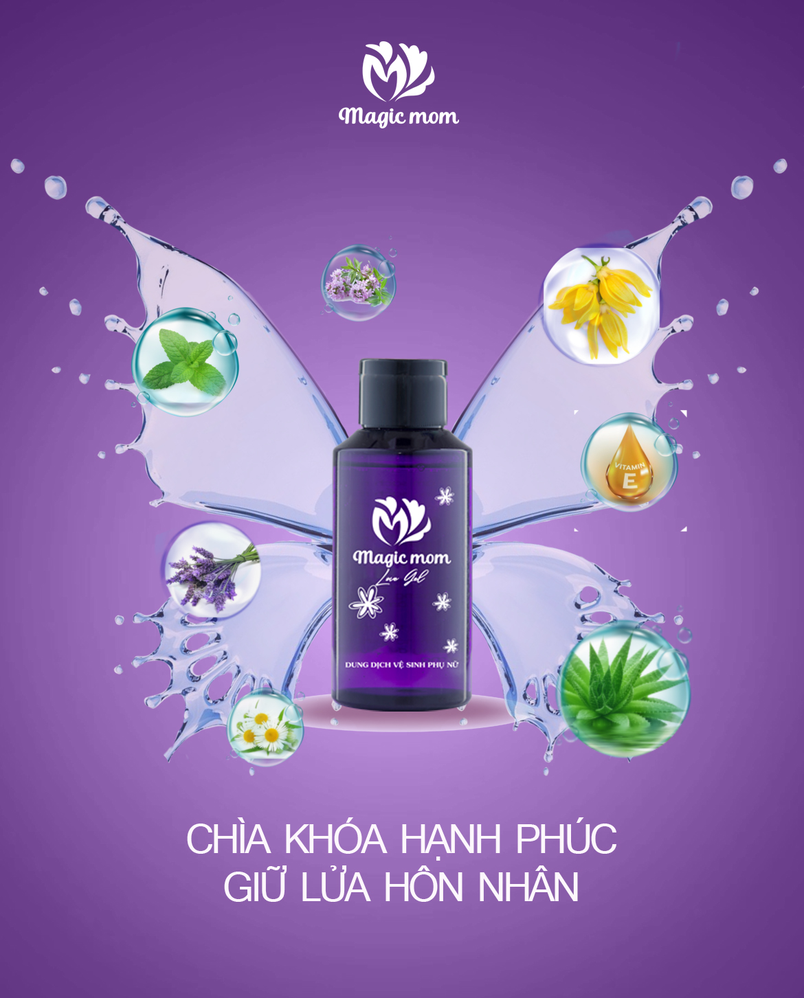 Dung Dịch Vệ Sinh Phụ Nữ Magic Mom – Love Gel – Làm Sạch Thơm Trắng Hồng Cô Bé 150ml