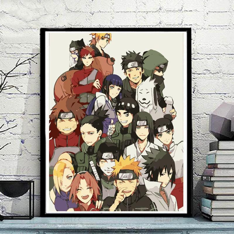 Tranh Sơn Dầu Số Hoá Tự Tô DIY đã căng khung khổ 40x50cm Hình Naruto itachi. sasuke, KONOHA