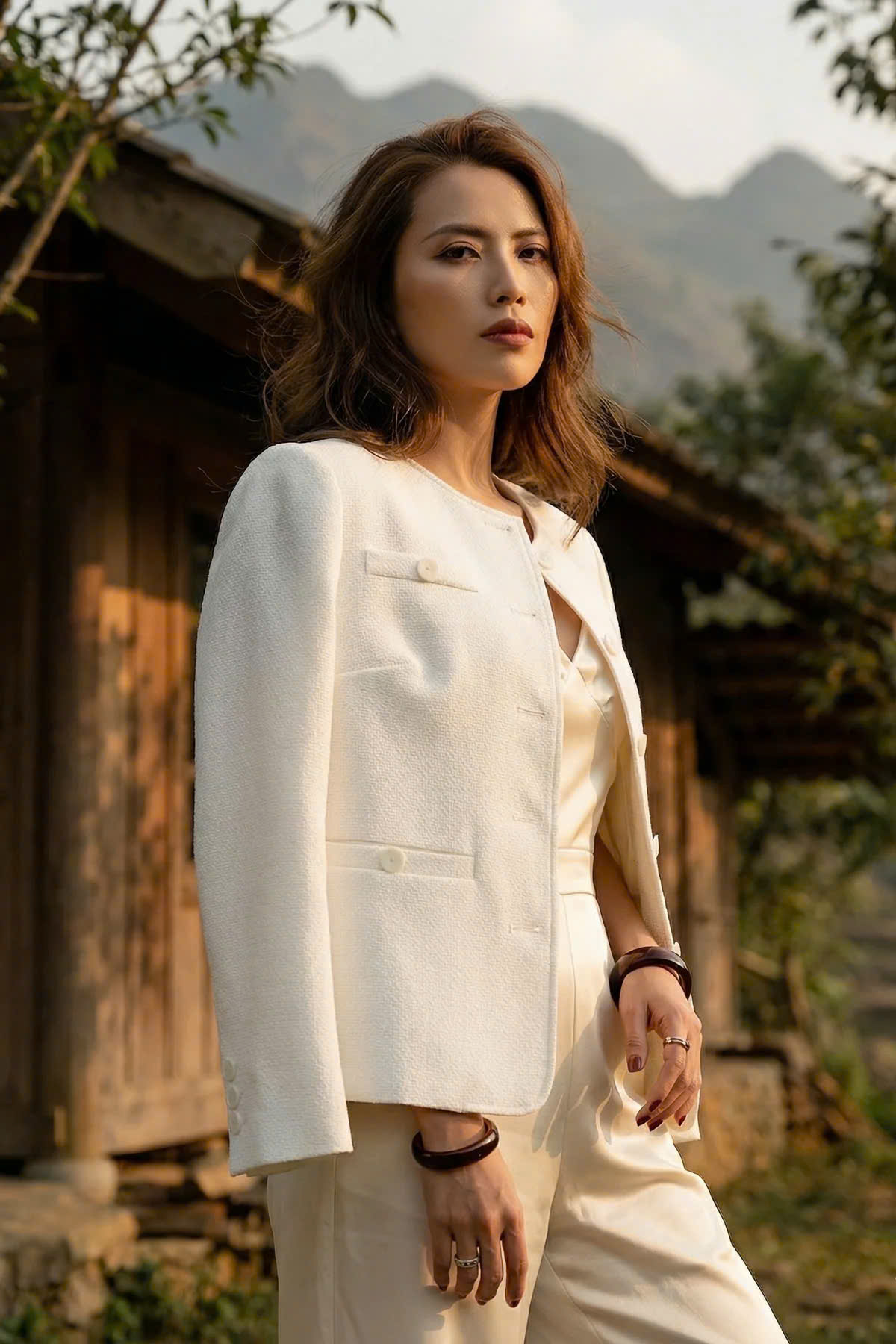 Áo Khoác Jacket Tweed Trắng Hà Giang Top187 thời trang thiết kế Hity