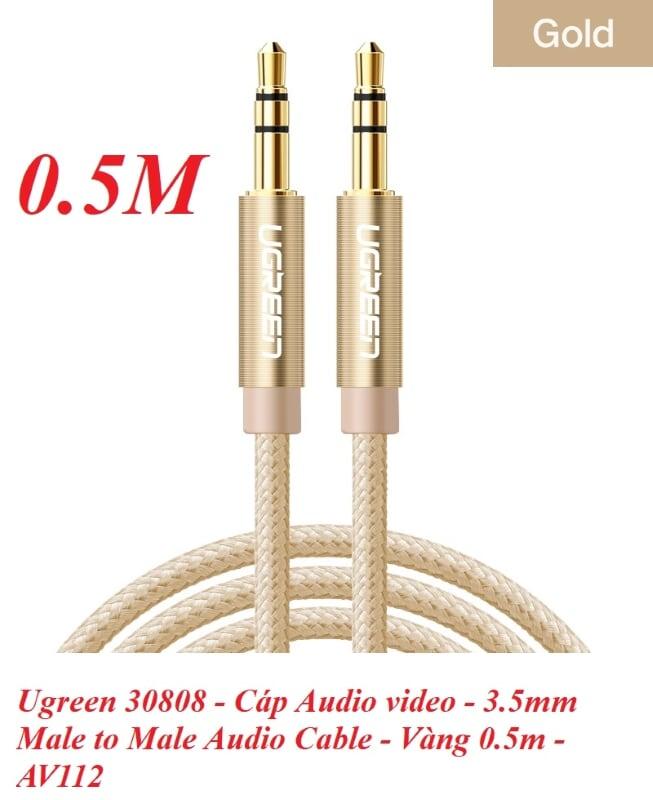 Ugreen UG30808AV112TK 0.5M màu Vàng Cáp âm thanh 2 đầu 3.5mm dương - HÀNG CHÍNH HÃNG