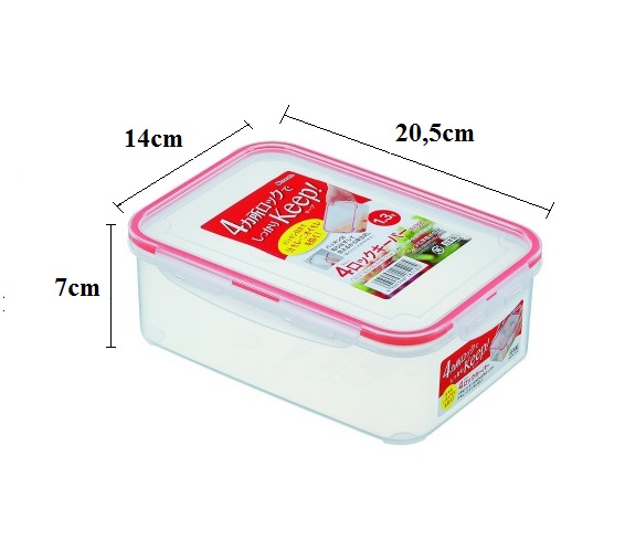 Combo 4 hộp nhựa chữ nhật bảo quản thực phẩm Inomata - Có khóa nắp 4 chiều