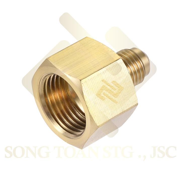 Bộ thân ren trong côn lồi hàn ống cho điện lạnh khí nén (Brass Flare female Connector) - Rắc co thẳng NPT