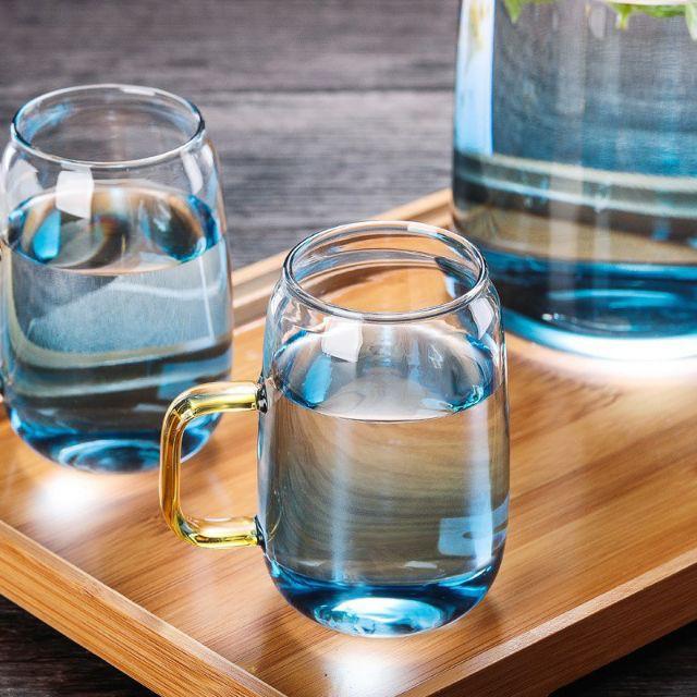 Bộ 1 Bình 6 Cốc Thuỷ Tinh Chịu Nhiệt Đựng Nước Cao Cấp Kèm Khay