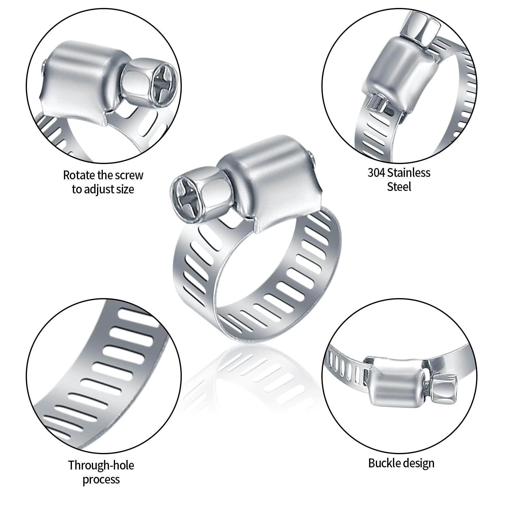 60 mảnh ống kẹp ống, có thể điều chỉnh 6 Kẹp ống 51 mm bằng thép không gỉ, kẹp ống, kẹp ống cho bơm nhiên liệu, ống khí nhà, máy giặt
