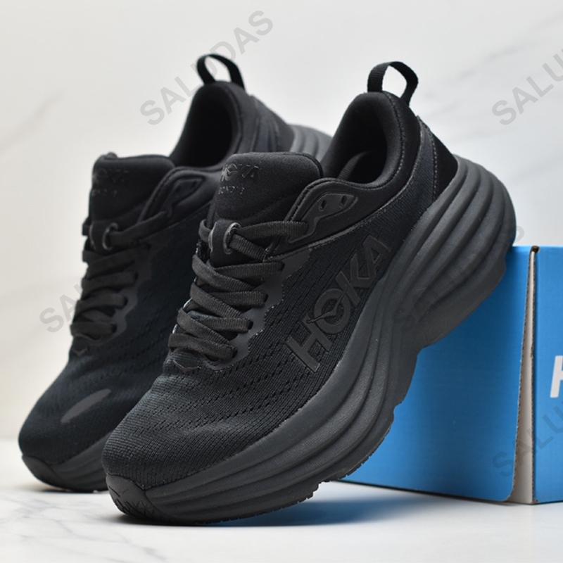 HOKA Chạy Bộ Bondi 8 Chống Trơn Trượt Hấp Thụ Sốc Thoáng Khí Đường Chạy Bộ Nam Ngoài Trời Chạy Bộ Giày Thể Thao Nữ Color: Grey blue Shoe Size: 36