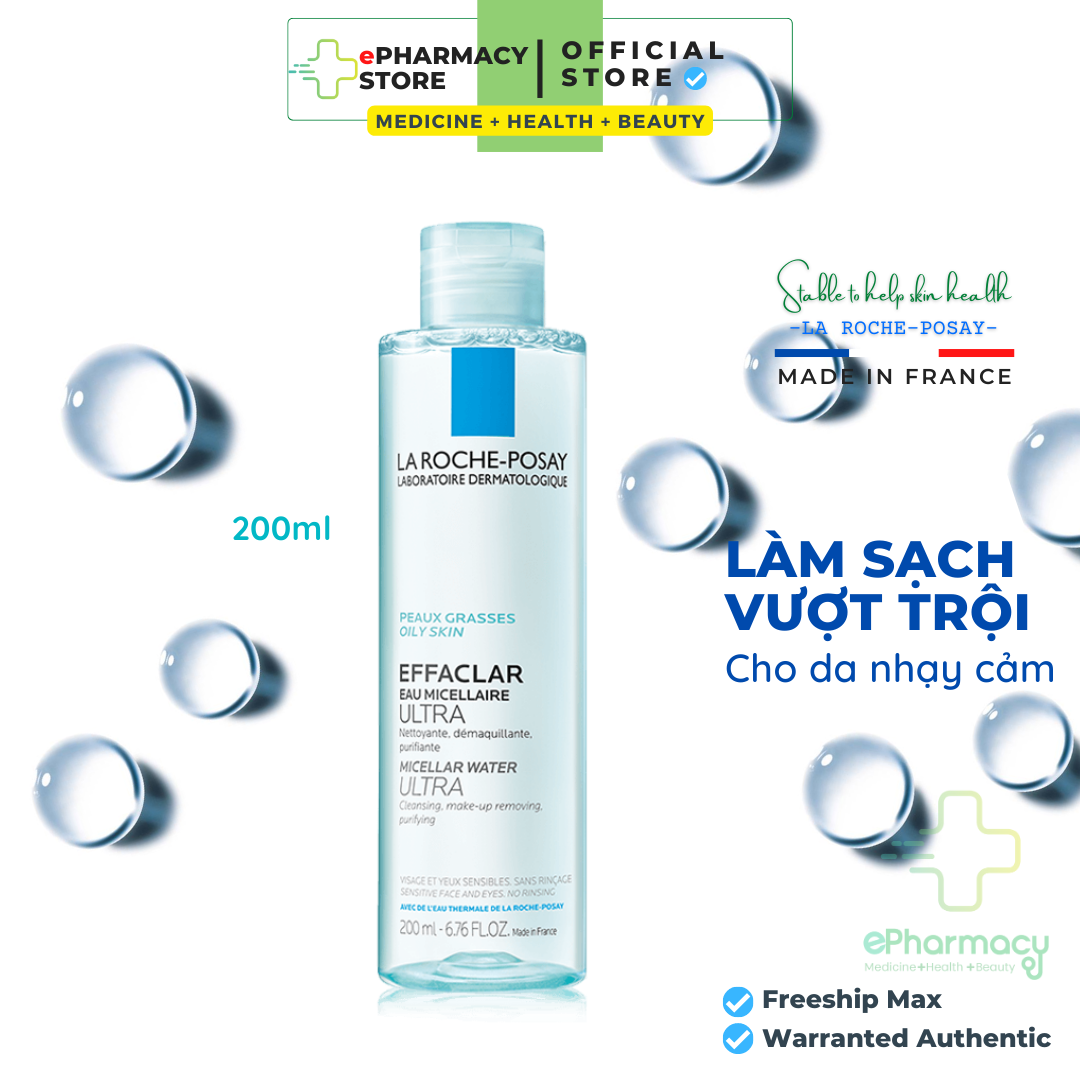 LA ROCHE POSAY Nước Tẩy Trang Effaclar Micellar Water For Oily Skin dành cho da dầu (Xanh da dầu) 400ml