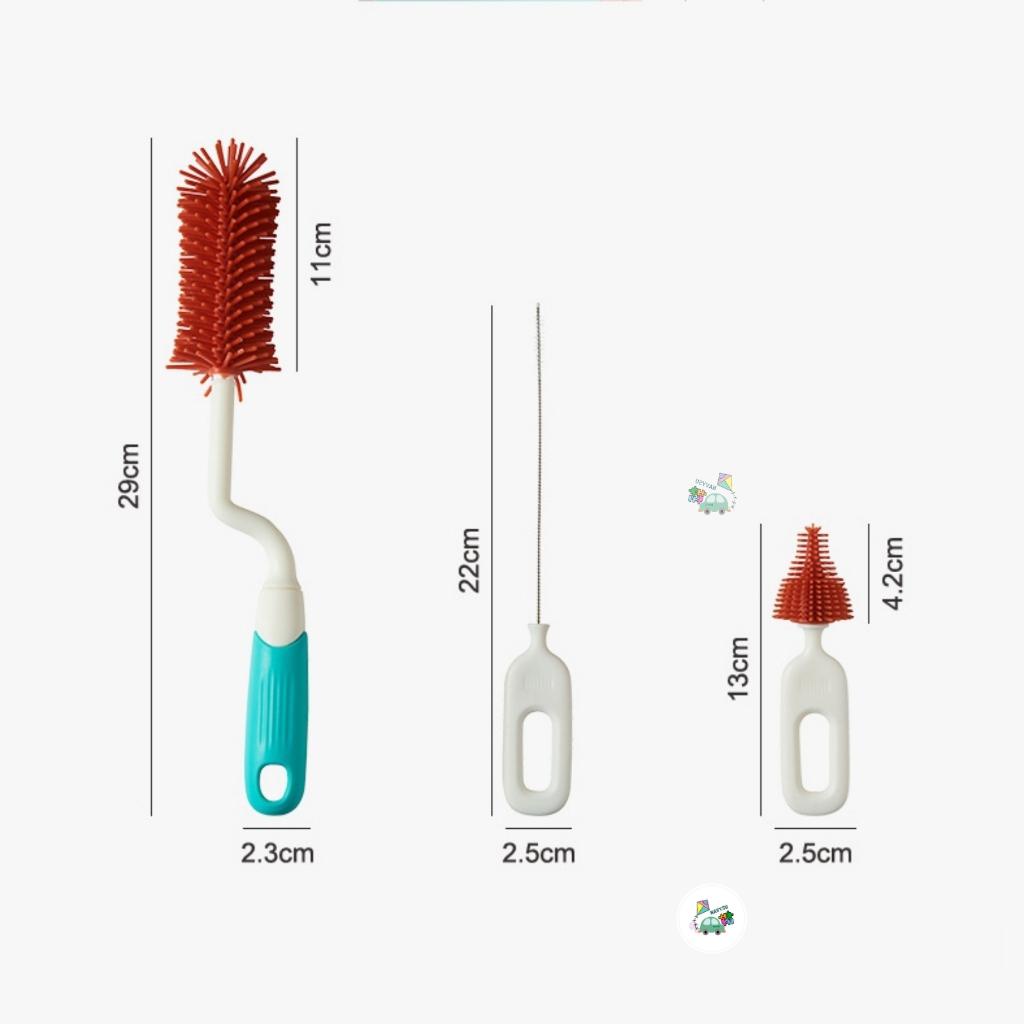 Cọ rửa bình sữa silicone ,cọ rửa bình sữa đặc biệt cho bé tay cầm dài, cọ rửa bình sữa di động, cọ núm vú