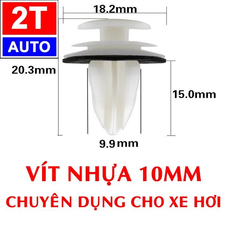 Bộ 10 đinh tán, chốt vít nở vit Nhựa 10mm Loại chuyên dùng cho xe hơi ô tô:  SKU:605