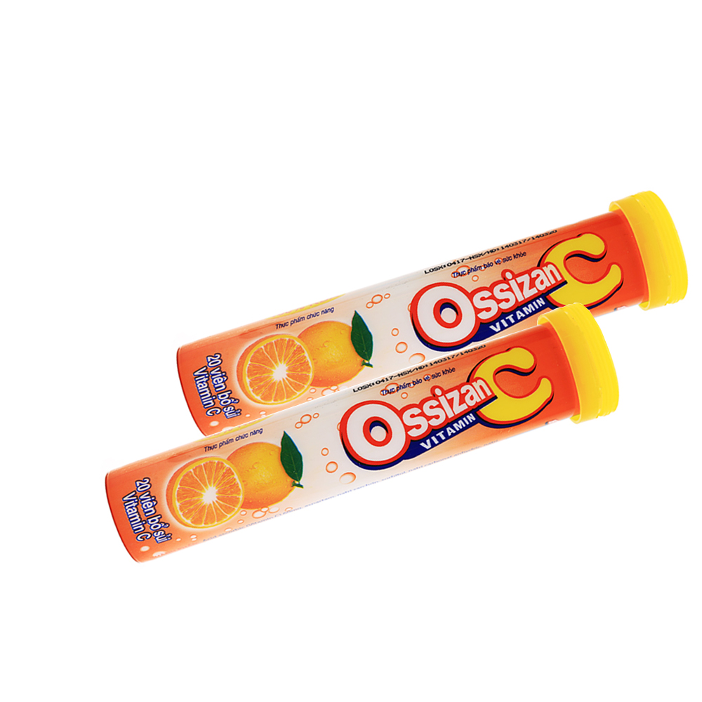 Thực phẩm bảo vệ sức khỏe Bổ sung Vitamin Ossizan C vị cam 20 viên/ tuýp- Bổ sung vitamin C, giúp tăng sức đề kháng cho cơ thể, tăng tính bền vững thành mạch máu