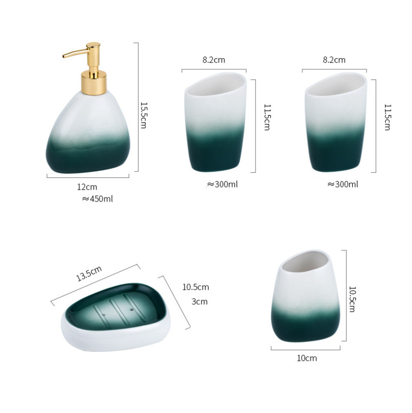 Set nhà tắm Gradient màu xanh lá cây gốm sứ