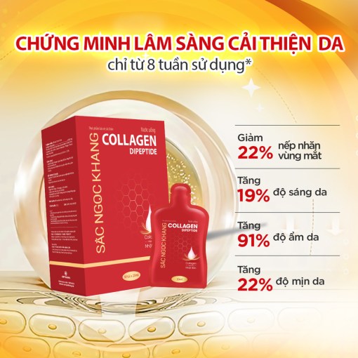 Nước uống đẹp da Collagen Dipeptide Sắc Ngọc Khang tinh khiết nhập khẩu từ Nhật Bản, đạt chuẩn hàm lượng hấp thụ nhanh & vượt trội giúp trẻ hóa làn da - săn chắc và sáng mịn