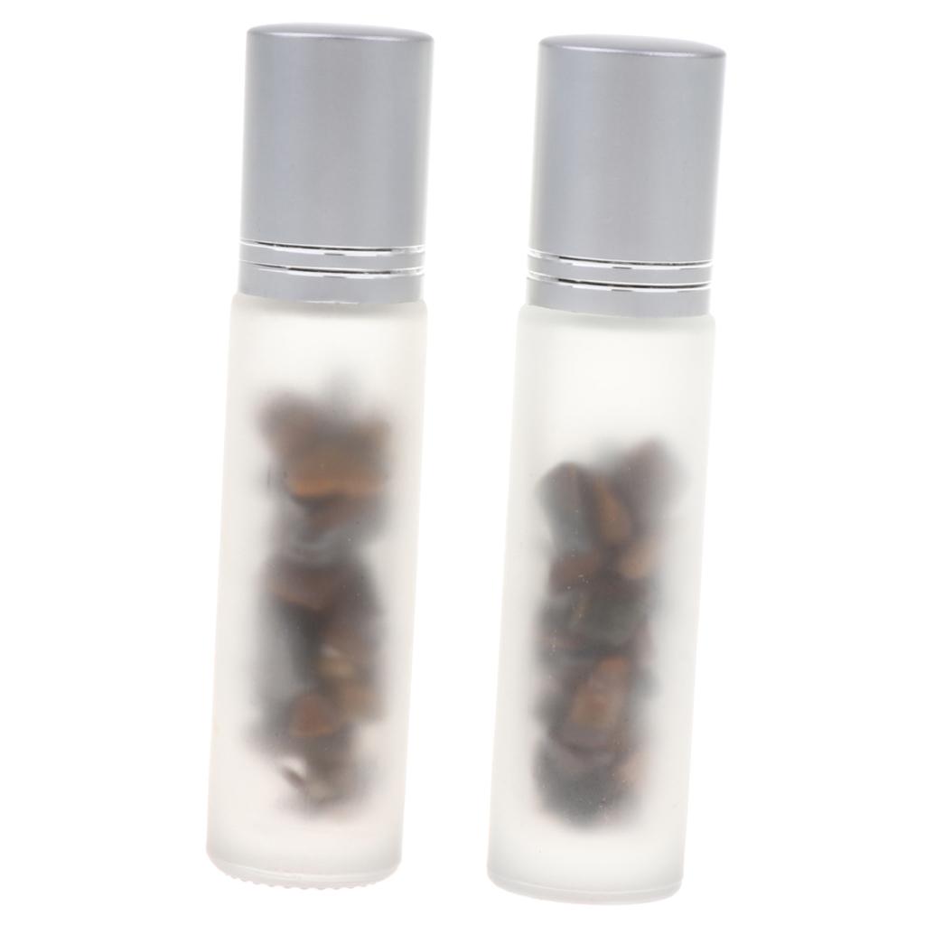 2X 10ml Empty Frosted Glass Perfume Roller Ball Bottles
