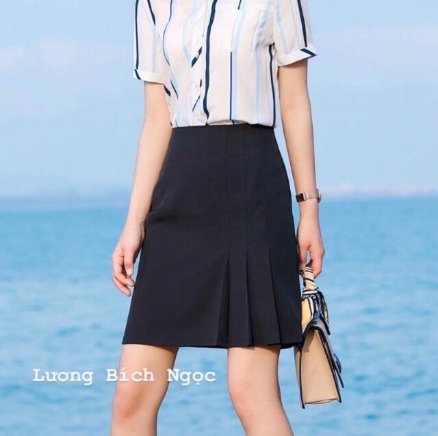 Chân váy chữ A công sở xếp li lệch